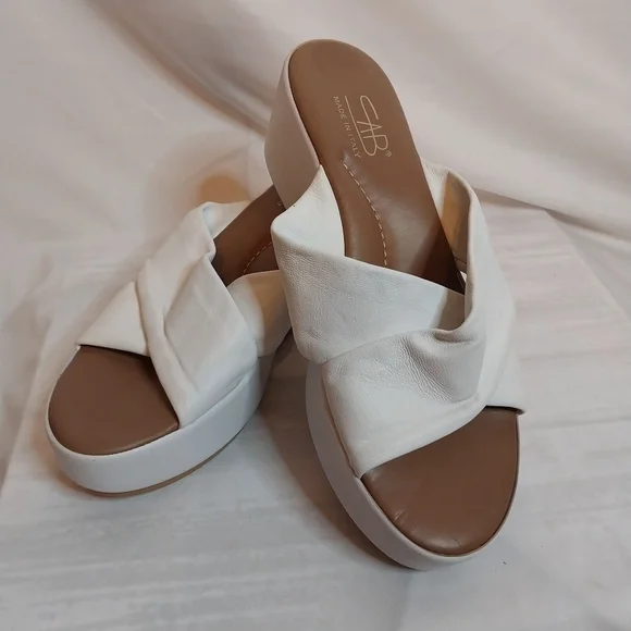 SAB Made in Italy, White, Criss Cross Platform Sandals, Size 8 - Picture 2 of 11